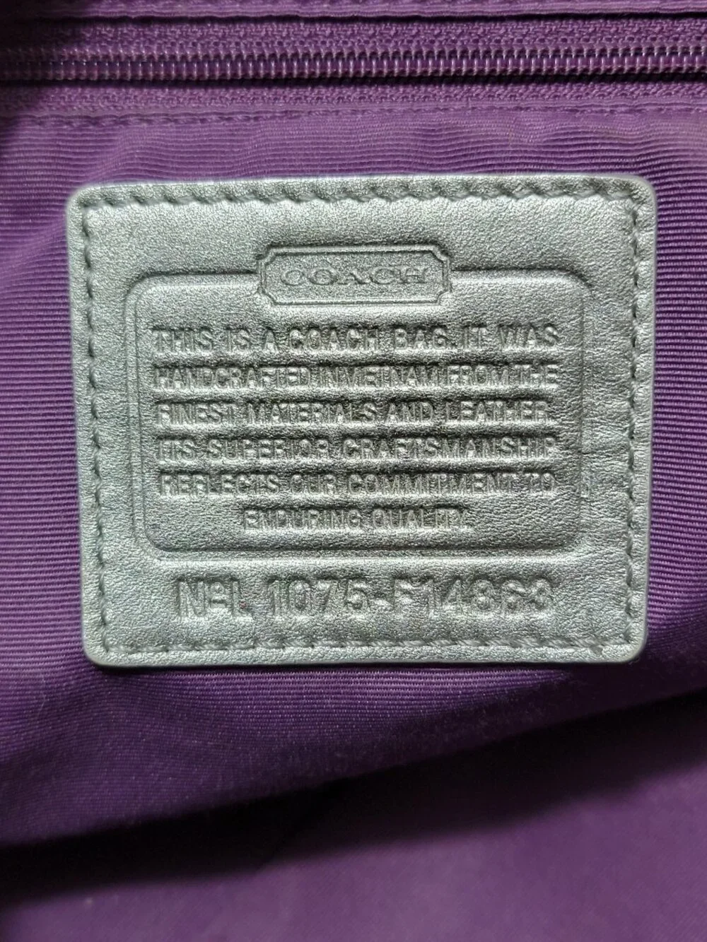 Coach Gabby Signature Gray Silver Carryall Tote Bag Purple Lining F14863 Large